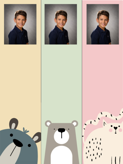 Planche 3 marque-pages - Animaux pastel