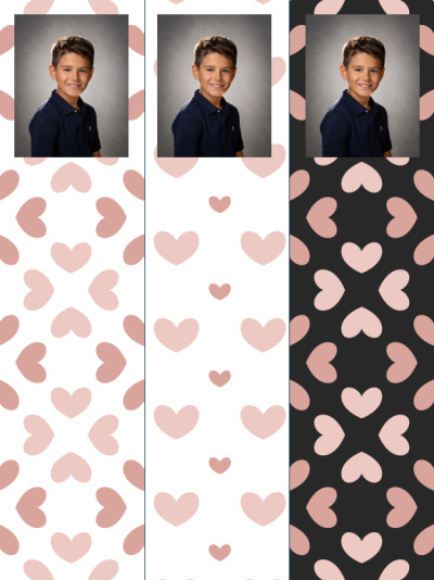 Planche 3 marque-pages - Cœurs roses