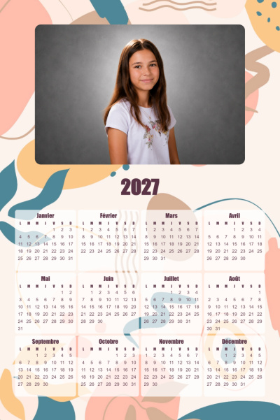 Calendrier 2027 V - Abstrait terracotta