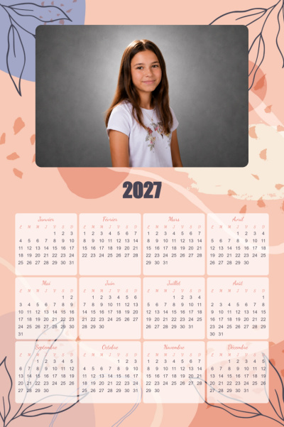 Calendrier 2027 V - Abstrait rose poudré