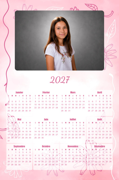 Calendrier 2027 V - Fleurs roses