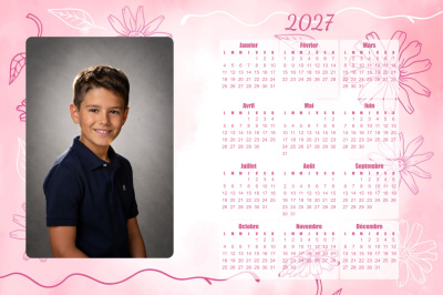 Calendrier 2027 H - Fleurs roses