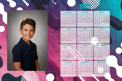Calendrier 2027 H - Fond coloré