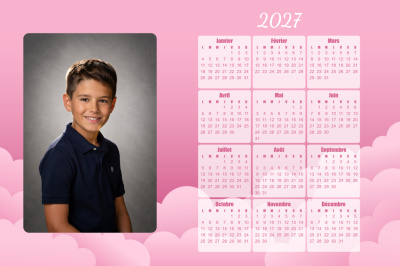 Calendrier 2027 H - Nuage rose