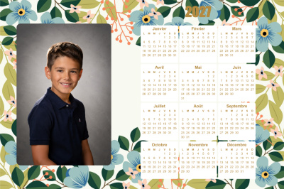 Calendrier 2027 H - Fleurs bleues