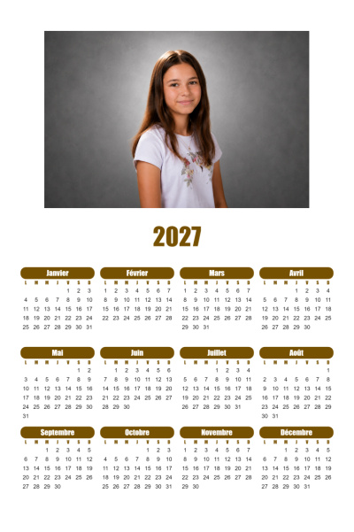 Calendrier 2027 V - Sobre marron