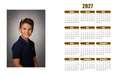 Calendrier 2027 H - Sobre marron