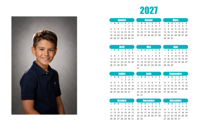 Calendrier 2027 H - Sobre turquoise