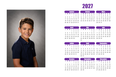 Calendrier 2027 H - Sobre violet