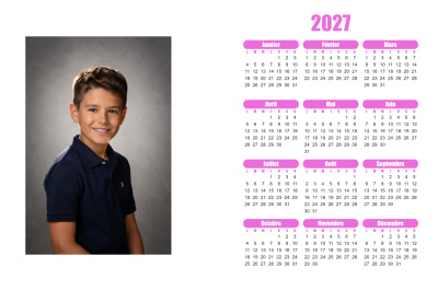 Calendrier 2027 H - Sobre rose