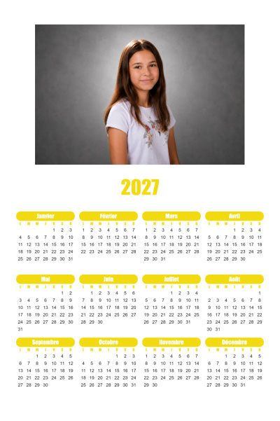 Calendrier 2027 V - Sobre jaune