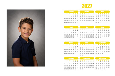 Calendrier 2027 H - Sobre jaune