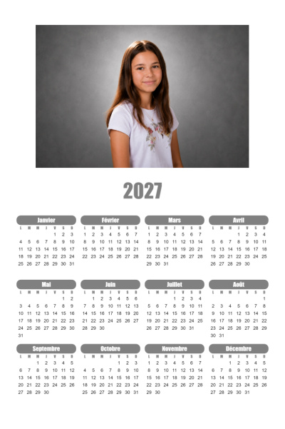 Calendrier 2027 V - Sobre gris