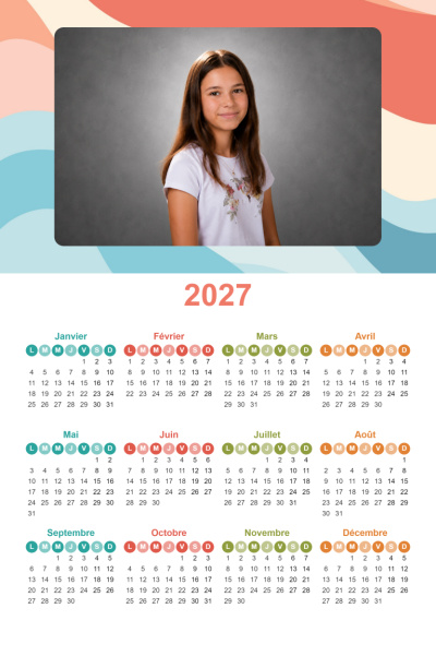 Calendrier 2027 V - Vagues multicolores