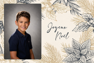 Carte de vœux - Joyeux Noël botanique (photo portrait)