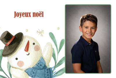 Carte de vœux - Bonhomme de neige (photo portrait)