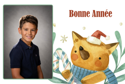 Carte de vœux - Renard de Noël (photo portrait)