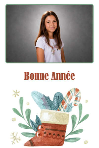 Carte de vœux - Chaussette de Noël (photo paysage)