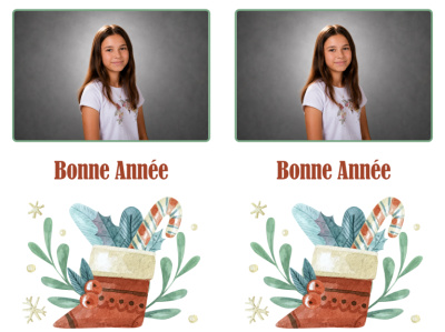 Planche 2 cartes de vœux - Chaussette de Noël (photo paysage)