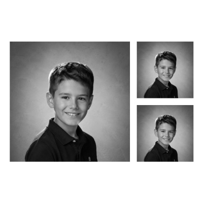 Planche 20x20 - 1 photo 12x12, 2 photos 5,5x5,5 n&b