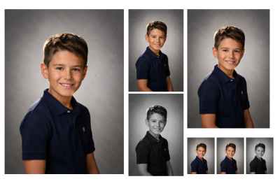 Planche 20x30 - 1 photo 13x18, 1 photo 9x13, 2 photos 6x9, 3 photos 3x4 (2 n&b)